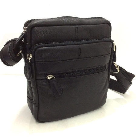 Bolso Bandolera de Piel JL Mediano en color Negro