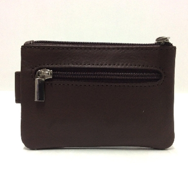 Monedero de Piel Classic con 2 Cremalleras y Trabilla Coñac