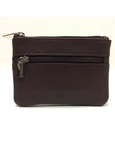 Monedero de Piel Classic con 2 Cremalleras color Coñac