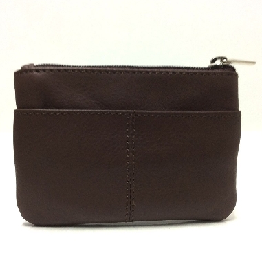 Monedero de Piel Classic con 2 Cremalleras color Coñac