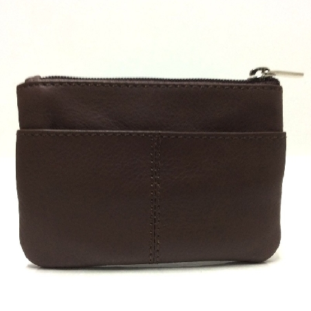 Monedero de Piel Classic con 2 Cremalleras color Coñac