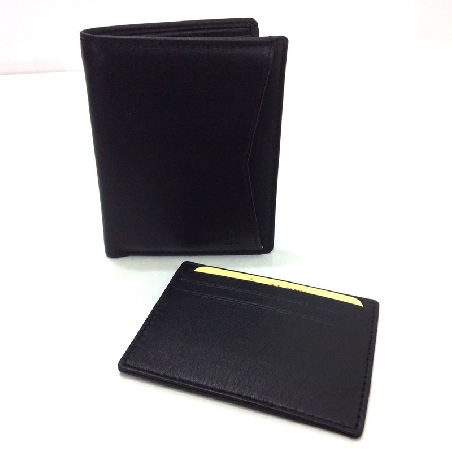 Cartera de JL Piel Classic con Tarjetero extraíble en Negra