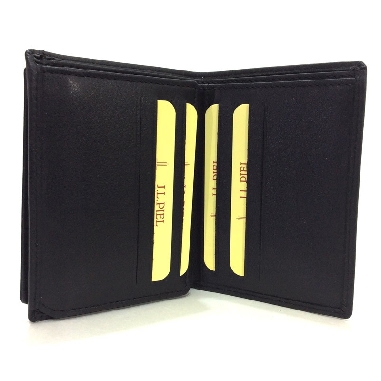 Cartera de JL Piel Classic con Tarjetero extraíble en Negra