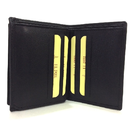 Cartera de JL Piel Classic con Tarjetero extraíble en Negra