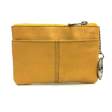 Monedero de Piel Classic con 2 Cremalleras color Mostaza