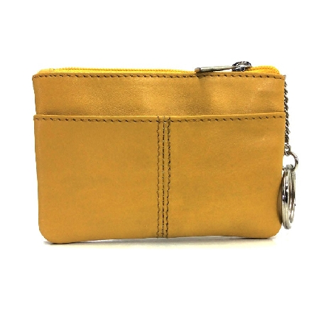 Monedero de Piel Classic con 2 Cremalleras color Mostaza