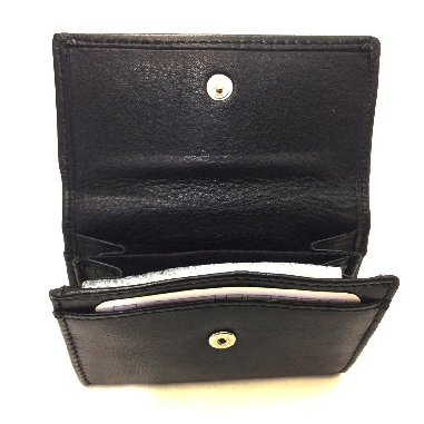 Monedero con Tarjetero de Piel de JL New Negro