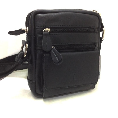 Bolso hombre Bandolera de Piel JL en Negro