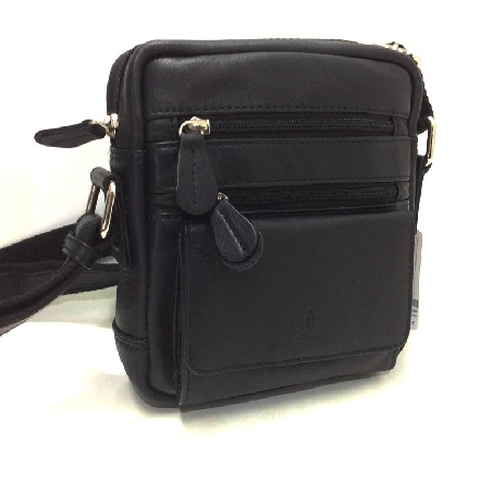 Bolso hombre Bandolera de Piel JL en Negro