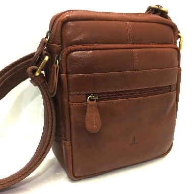 Bolso para hombre de Piel JL mediano en color Coñac