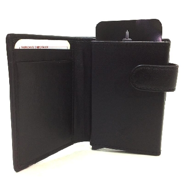 Tarjetero Scrid Rfid Billetero en Piel JL color Negro