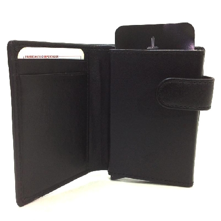 Tarjetero Scrid Rfid Billetero en Piel JL color Negro