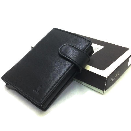 Tarjetero Scrid Rfid Billetero en Piel JL color Negro