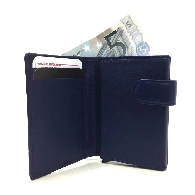 Tarjetero Scrid Rfid Billetero en Piel JL color Azul