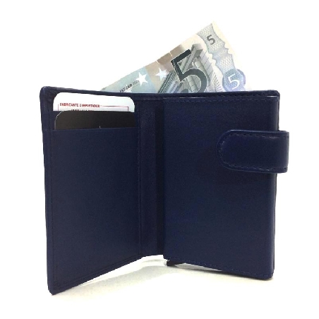 Tarjetero Scrid Rfid Billetero en Piel JL color Azul