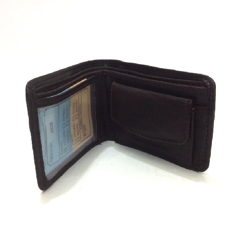 Super Mini Monedero Billetero de Piel Kronos en Marron