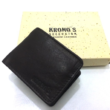 Super Mini Monedero Billetero de Piel Kronos en Marron