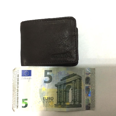 Super Mini Monedero Billetero de Piel Kronos en Marron
