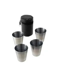 Estuche con cuatro Vasos tipo Chupito Metálicos