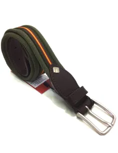 Cinturon hombre Lona con Piel España en Verde
