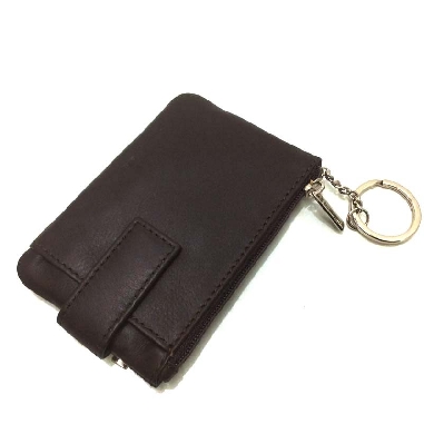 Monedero de Piel Classic con 2 Cremalleras y Trabilla en Marron