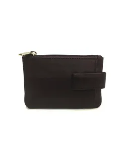 Monedero de Piel Classic con 2 Cremalleras y Trabilla en Marron 2