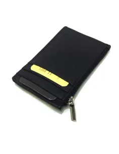 Monedero Tarjetero de Piel JL en Negro