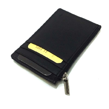 Monedero Tarjetero de Piel JL en Negro