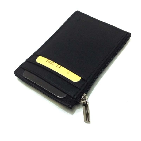 Monedero Tarjetero de Piel JL en Negro