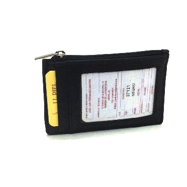 Monedero Tarjetero de Piel JL en Negro