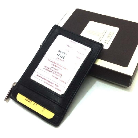 Monedero Tarjetero de Piel JL en Negro