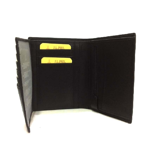 Cartera tarjera grande de Piel JL Classic en color Negro