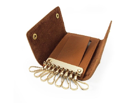 Llavero de Piel ACQ con 8 llaves color Cuero
