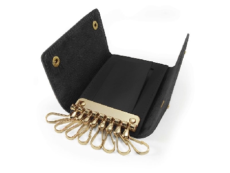 Llavero de Piel ACQ con 8 llaves color Negro