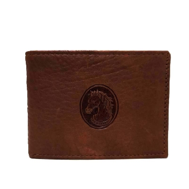 Mini Americana con monedero de Piel Caballo en Marron