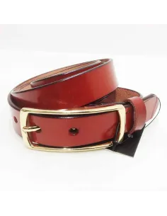 Cinturon para mujer en Piel Hebilla dorada color Rojo