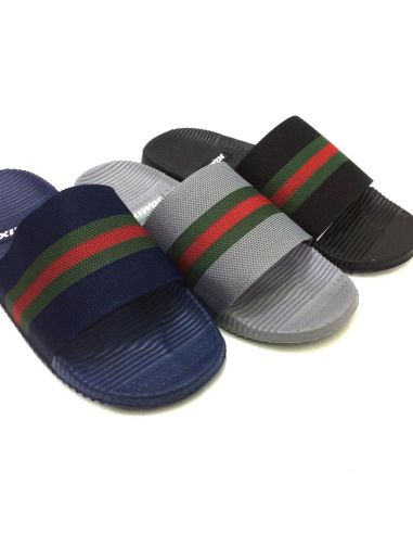 Chanclas Para Hombre Tira Textil Con Rayas Color Gris Talla 40