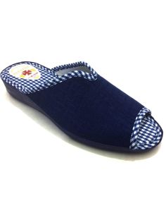 Zapatillas casa Mujer abierta y cuña media color Azul Marino