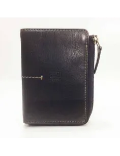 Cartera para hombre de piel Palma con cierre de cremallera Negra