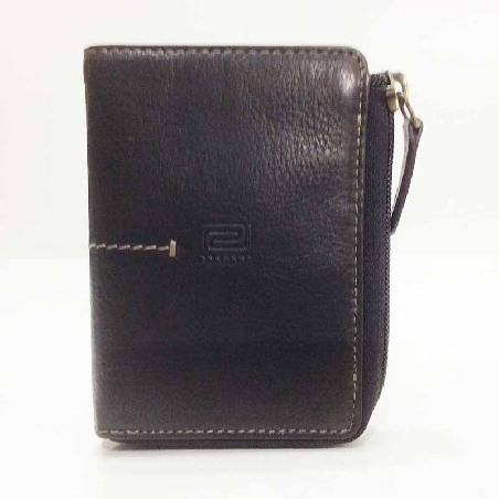 Cartera para hombre de piel Palma con cierre de cremallera Negra