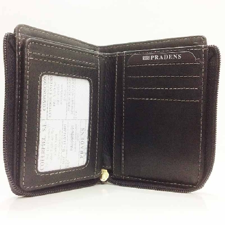 Cartera para hombre de piel Palma con cierre de cremallera Negra