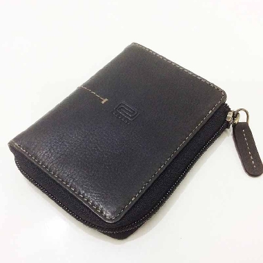 Cartera para hombre de piel Palma con cierre de cremallera Negra
