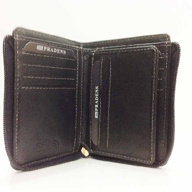 Cartera para hombre de piel Palma con cierre de cremallera Negra