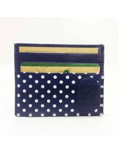 Tarjetero plano en piel Marisma lunares color Azul