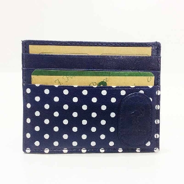 Tarjetero plano en piel Marisma lunares color Azul