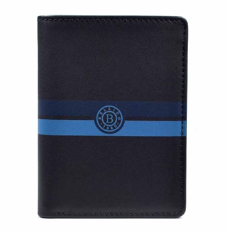 Billetera hombre de Piel color Negro con Azul Bellido