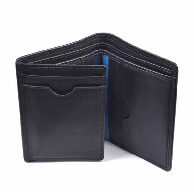 Billetera hombre de Piel color Negro con Azul Bellido