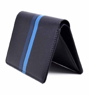 Billetera hombre de Piel color Negro con Azul Bellido