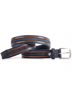 Cinturon para hombre de Lona Capri con Piel en Azul Marino