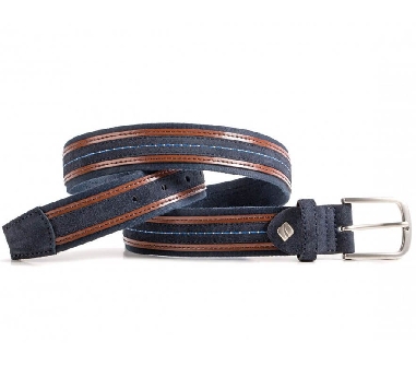 Cinturon para hombre de Lona Capri con Piel en Azul Marino
